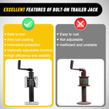 Nilight Trailer Jack 2000LBS Heavy Duty Swivel Bolt-On Trailer Jack 10 Inch Vertical Travel Alloy Steel Utility Trailers Tongue Jack Stand for RV Boat Horse Trailers Camper Utility Yacht Matt Black, view 6