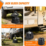 Nilight Trailer Jack Block, 6 Inch RV Camper Stabilizer Blocks for Travel Trailer with Bag, Heavy Duty RV Leveling Block with 40000lbs Capacity Universal for Tongue Jack Post Foot 5th Wheels Black 2 Pack, view 3