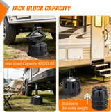 Nilight Trailer Jack Block, 6 Inch RV Camper Stabilizer Blocks for Travel Trailer with Bag, Heavy Duty RV Leveling Block with 40000lbs Capacity Universal for Tongue Jack Post Foot 5th Wheels Black 4 Pack, view 3
