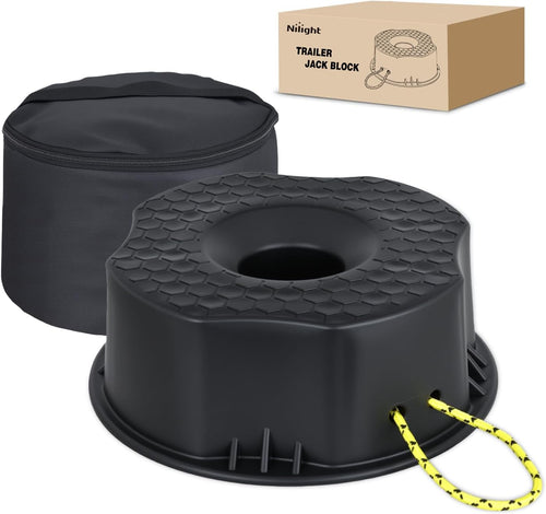 Nilight Trailer Jack Block, RV Camper Stabilizer Blocks for Travel Trailer with Bag, Heavy Duty RV Leveling Block with 10000lbs Capacity Universal Fit for Tongue Jack Post Foot 5th Wheels Black 1 Pack