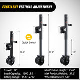 Nilight Trailer Jack with Wheel 1500 LBS 12 Inch Vertical Travel Swivel Bolt-on Heavy Duty Trailer Tongue Jacks Wheel Alloy Steel Utility Boat Trailers Stabilizer Jack Stand for Trailers RV Camper Black, view 2