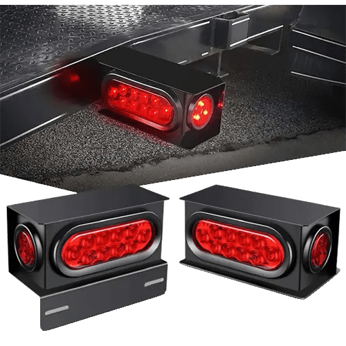 Nilight Trailer Light Box Kit | 6 Inch Oval Red Tail Lights | 2 Inch Round Red Side Marker Lights