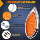 Nilight Trailer Tail Light 2PCS 5.9Inch Teardrop 35 LED Amber Chrome Bezel Marker Clearance Brake Turn Signal Running Taillight IP67 Waterproof for Trailer Truck Pickup Camper RV, view 5