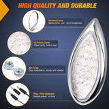 Nilight Trailer Tail Light 2PCS 5.9Inch Teardrop 35 LED White Chrome Bezel Marker Clearance Reverse Backup Running Taillight IP67 Waterproof for Trailer Truck Pickup Camper RV, view 5