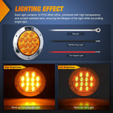 Nilight Trailer Tail Lights 2PCS 4Inch Round 12LED Amber Chrome Frame | IP67 Waterproof Marker Clearance Turn Signal Running Taillights for Trailer Truck Pickup Camper RV, view 3
