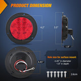 Nilight Trailer Tail Lights 2PCS 4Inch Round 12LED Red Brake | IP67 Waterproof Screw Mount Marker Clearance Stop Brake Running Taillights for Trailer Truck Pickup Camper RV, view 2