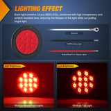 Nilight Trailer Tail Lights 2PCS 4Inch Round 12LED Red Brake | IP67 Waterproof Screw Mount Marker Clearance Stop Brake Running Taillights for Trailer Truck Pickup Camper RV, view 3