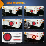 Nilight Trailer Tail Lights 2PCS 4Inch Round 12LED Red Brake | IP67 Waterproof Screw Mount Marker Clearance Stop Brake Running Taillights for Trailer Truck Pickup Camper RV, view 6