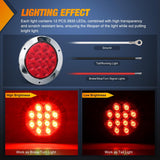 Nilight Trailer Tail Lights 2PCS 4Inch Round 12LED Red Chrome Frame | IP67 Waterproof Marker Clearance Stop Brake Running Taillights for Trailer Truck Pickup Camper RV, view 3