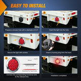 Nilight Trailer Tail Lights 2PCS 4Inch Round 12LED Red Chrome Frame | IP67 Waterproof Marker Clearance Stop Brake Running Taillights for Trailer Truck Pickup Camper RV, view 6