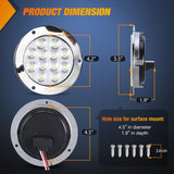 Nilight Trailer Tail Lights 2PCS 4Inch Round 12LED White Chrome Frame | IP67 Waterproof Marker Clearance Reverse Backup Running Taillights for Trailer Truck Pickup Camper RV, view 2