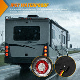 Nilight Trailer Tail Lights 2PCS 4Inch Round 16LED Red Amber Chrome | Frame Marker Clearance Stop Brake Turn Signal Running Taillights IP67 Waterproof for Trailer Truck Pickup Camper RV, view 5