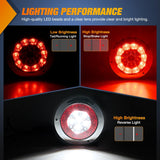 Nilight Trailer Tail Lights 2PCS 4Inch Round 16LED Red White Chrome | Frame Marker Clearance Stop Brake Reverse Backup Running Taillights IP67 Waterproof for Trailer Truck Pickup Camper RV, view 3