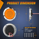 Nilight Trailer Tail Lights 2PCS 4Inch Round 32LED Amber Halo Chrome | Plated Frame Grommet Mount IP67 Waterproof Marker Clearance Turn Signal Running Taillights for Trailer Truck Pickup Camper RV, view 2