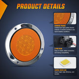 Nilight Trailer Tail Lights 2PCS 4Inch Round 32LED Amber Halo Chrome | Plated Frame Grommet Mount IP67 Waterproof Marker Clearance Turn Signal Running Taillights for Trailer Truck Pickup Camper RV, view 4