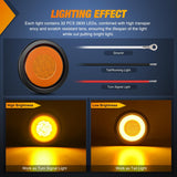 Nilight Trailer Tail Lights 2PCS 4Inch Round 32LED Amber Halo Ring | Grommet Mount IP67 Waterproof Marker Clearance Turn Signal Running Taillights for Trailer Truck Pickup Camper RV, view 3
