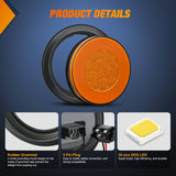 Nilight Trailer Tail Lights 2PCS 4Inch Round 32LED Amber Halo Ring | Grommet Mount IP67 Waterproof Marker Clearance Turn Signal Running Taillights for Trailer Truck Pickup Camper RV, view 4