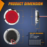 Nilight Trailer Tail Lights 2PCS 4Inch Round 32LED Red Halo Chrome | Plated Frame Grommet IP67 Waterproof Marker Clearance Stop Brake Turn Running Taillights for Trailer Truck Pickup Camper RV, view 2