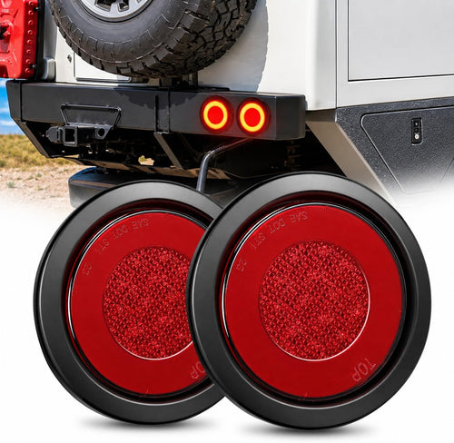 Nilight Trailer Tail Lights 2PCS 4Inch Round 32LED Red Halo Ring | Grommet Mount IP67 Waterproof Marker Clearance Stop Brake Turn Running Taillights for Trailer Truck Pickup Camper RV