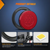 Nilight Trailer Tail Lights 2PCS 4Inch Round 32LED Red Halo Ring | Grommet Mount IP67 Waterproof Marker Clearance Stop Brake Turn Running Taillights for Trailer Truck Pickup Camper RV, view 4