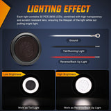 Nilight Trailer Tail Lights 2PCS 4Inch Round 32LED Smoked White Halo | Grommet Mount IP67 Waterproof Marker Clearance Reverse Backup Running Taillights for Trailer Truck Pickup Camper RV, view 3