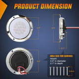 Nilight Trailer Tail Lights 2PCS 4Inch Round 32LED White Halo Chrome | Plated Frame Grommet IP67 Waterproof Marker Clearance Stop Brake Turn Running Taillights for Trailer Truck Pickup Camper RV, view 2