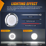 Nilight Trailer Tail Lights 2PCS 4Inch Round 32LED White Halo Chrome | Plated Frame Grommet IP67 Waterproof Marker Clearance Stop Brake Turn Running Taillights for Trailer Truck Pickup Camper RV, view 3