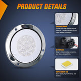 Nilight Trailer Tail Lights 2PCS 4Inch Round 32LED White Halo Chrome | Plated Frame Grommet IP67 Waterproof Marker Clearance Stop Brake Turn Running Taillights for Trailer Truck Pickup Camper RV, view 4
