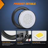 Nilight Trailer Tail Lights 2PCS 4Inch Round 32LED White Halo Ring | Grommet Mount IP67 Waterproof Marker Clearance Reverse Backup Running Taillights for Trailer Truck Pickup Camper RV, view 4