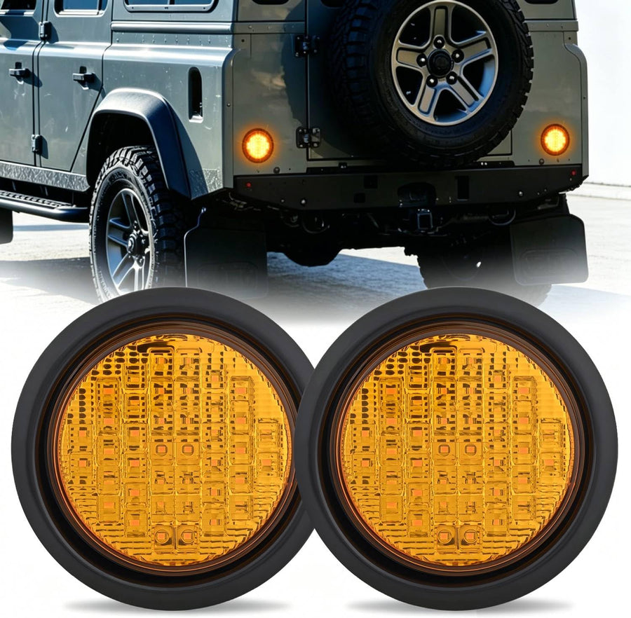 Nilight Trailer Tail Lights 2PCS 4Inch Round 40LED Amber Turn Signal | Surface Mount Grommet Plugs IP67 Waterproof Marker Clearance Running Taillights for Trailer Truck Pickup Camper RV Bus