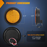 Nilight Trailer Tail Lights 2PCS 4Inch Round 40LED Amber Turn Signal | Surface Mount Grommet Plugs IP67 Waterproof Marker Clearance Running Taillights for Trailer Truck Pickup Camper RV Bus, view 2