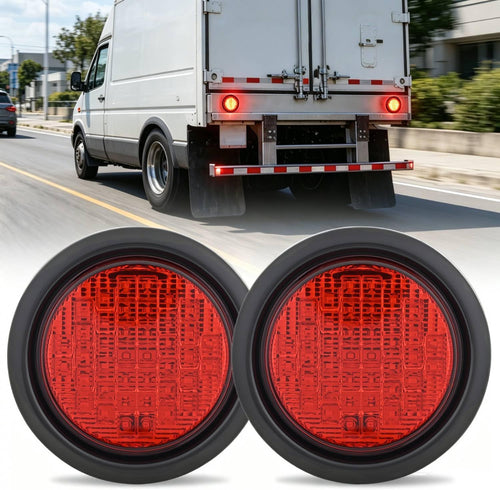 Nilight Trailer Tail Lights 2PCS 4Inch Round 40LED Red Stop Brake | Surface Mount Grommet IP67 Waterproof Marker Clearance Turn Signal Running Taillights for Trailer Truck Pickup Camper RV Bus