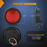 Nilight Trailer Tail Lights 2PCS 4Inch Round 40LED Red Stop Brake | Surface Mount Grommet IP67 Waterproof Marker Clearance Turn Signal Running Taillights for Trailer Truck Pickup Camper RV Bus, view 2
