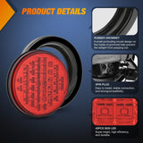Nilight Trailer Tail Lights 2PCS 4Inch Round 40LED Red Stop Brake | Surface Mount Grommet IP67 Waterproof Marker Clearance Turn Signal Running Taillights for Trailer Truck Pickup Camper RV Bus, view 4