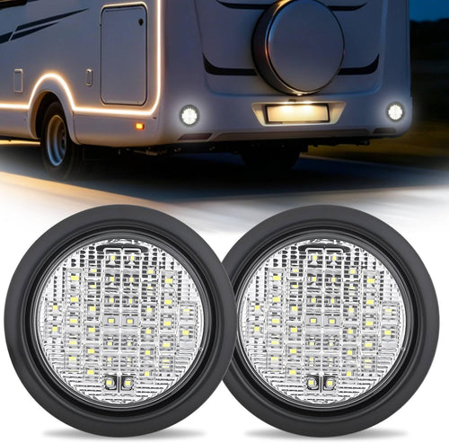 Nilight Trailer Tail Lights 2PCS 4Inch Round 40LED White Reverse | Surface Mount Grommet Plugs IP67 Waterproof Marker Clearance Running Backup Taillights for Trailer Truck Pickup Camper RV Bus