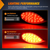 Nilight Trailer Tail Lights 2PCS 5.9Inch Teardrop 35LED Red Chrome | Bezel Marker Clearance Stop Brake Turn Signal Running Taillights IP67 Waterproof for Trailer Truck Pickup Camper RV, view 3