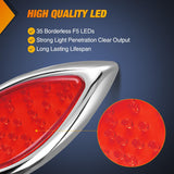 Nilight Trailer Tail Lights 2PCS 5.9Inch Teardrop 35LED Red Chrome | Bezel Marker Clearance Stop Brake Turn Signal Running Taillights IP67 Waterproof for Trailer Truck Pickup Camper RV, view 4