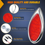 Nilight Trailer Tail Lights 2PCS 5.9Inch Teardrop 35LED Red Chrome | Bezel Marker Clearance Stop Brake Turn Signal Running Taillights IP67 Waterproof for Trailer Truck Pickup Camper RV, view 5