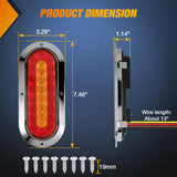 Nilight Trailer Tail Lights 2PCS 6Inch Oval 23LED Red Amber Chrome | Frame Marker Clearance Stop Brake Turn Signal Running Taillights IP67 Waterproof for Trailer Truck Pickup Camper RV, view 2