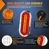 Nilight Trailer Tail Lights 2PCS 6Inch Oval 23LED Red Amber Chrome | Frame Marker Clearance Stop Brake Turn Signal Running Taillights IP67 Waterproof for Trailer Truck Pickup Camper RV, view 4