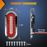 Nilight Trailer Tail Lights 2PCS 6Inch Oval 23LED Red White Chrome | Frame Marker Clearance Stop Brake Reverse Backup Running Taillights IP67 Waterproof for Trailer Truck Pickup Camper RV, view 2