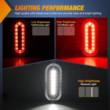Nilight Trailer Tail Lights 2PCS 6Inch Oval 23LED Red White Chrome | Frame Marker Clearance Stop Brake Reverse Backup Running Taillights IP67 Waterproof for Trailer Truck Pickup Camper RV, view 3