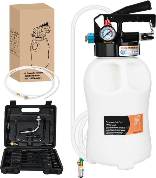 Nilight Transmission Fluid Pump Kit 10L Automotive Pneumatic Oil Fluid Extractor ATF Refill Dispenser Transfer Pump with 15 ATF Filler Adapters 2.6 Gal 2 Way Vacuum Fluid Evacuator Oil Change Tool Set