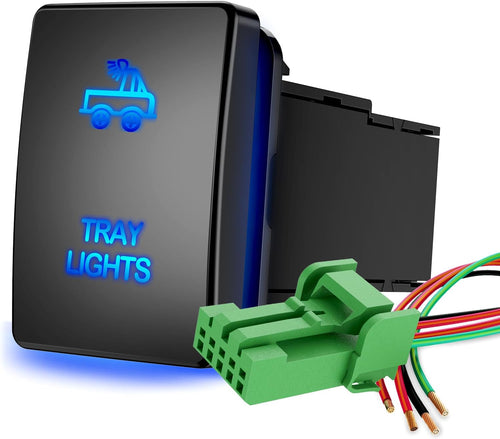 Nilight Tray Lights Push Button Switch 12V ON Off Switches with Connector Wire Kit 1.28 Inch x 0.87 Inch Replacement for Toyota Sequoia Highlander Tacoma Tundra 4Runner RAVR Yaris