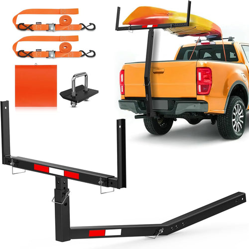 Nilight Truck Bed Extender w/Straps & Receiver Tightener & Flag, Fits 2-inch Hitch Receiver, 2-in 1 Pickup Hitch Mount Truck Bed Extension for Rack, SUV, Lumber, Ladder, Canoe, Boat, Kayak, Pipes