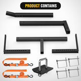 Nilight Truck Bed Extender w/Straps & Receiver Tightener & Flag, Fits 2-inch Hitch Receiver, 2-in 1 Pickup Hitch Mount Truck Bed Extension for Rack, SUV, Lumber, Ladder, Canoe, Boat, Kayak, Pipes, view 2