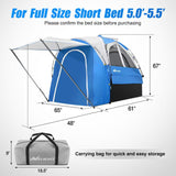 Nilight Truck Bed Tent 5.0-5.5FT Pickup Truck Tents with Removable Awning Waterproof PU2000mm Double Layer Rainfly Storage Bag 2-Person Sleeping Tailgate Bed Tents for Camping Travel Outdoor,Blue Grey, view 2
