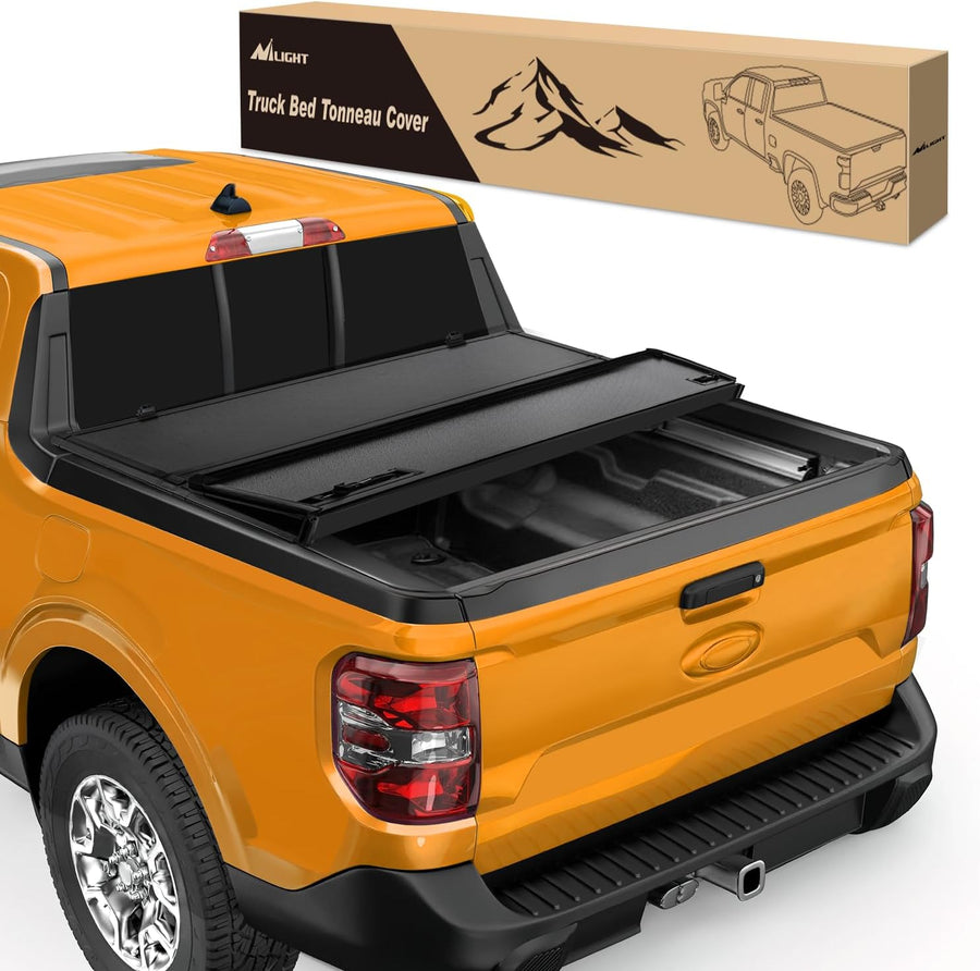 Nilight Truck Bed Tonneau Cover Hard Tri-fold Fits for 2022 2023 2024 2025 2026 Ford Maverick-4.5ft