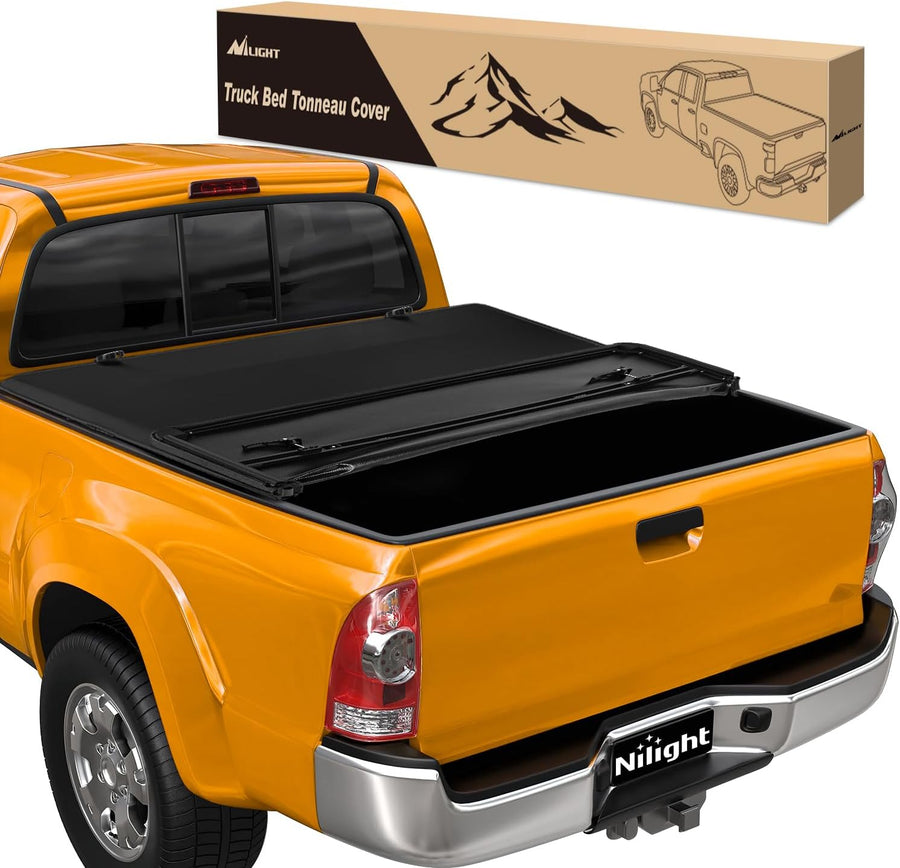 Nilight Truck Bed Tonneau Cover Soft Tri-fold Compatible with Toyota Tacoma 2005 2006 2007 2008 2009 2010 2011 2012 2013 2014 2015-5ft