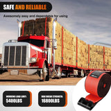 Nilight Truck Straps 4 Inch x 30' Heavy Duty Tie Down with Flat Hooks | 16800LBS Break Strength & 5400LBS WLL for Flatbed Trailer Cargo Control Recovery Tree Saver 10 Pack Red, view 5